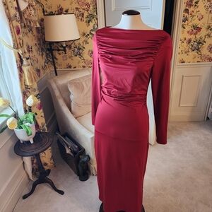 H&M Elegant Red Long Sleeve Dress